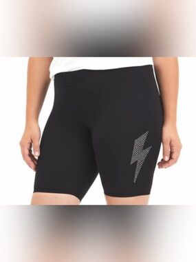 Torrid Black High-Rise Bike Shorts with Rhinestone Lightning